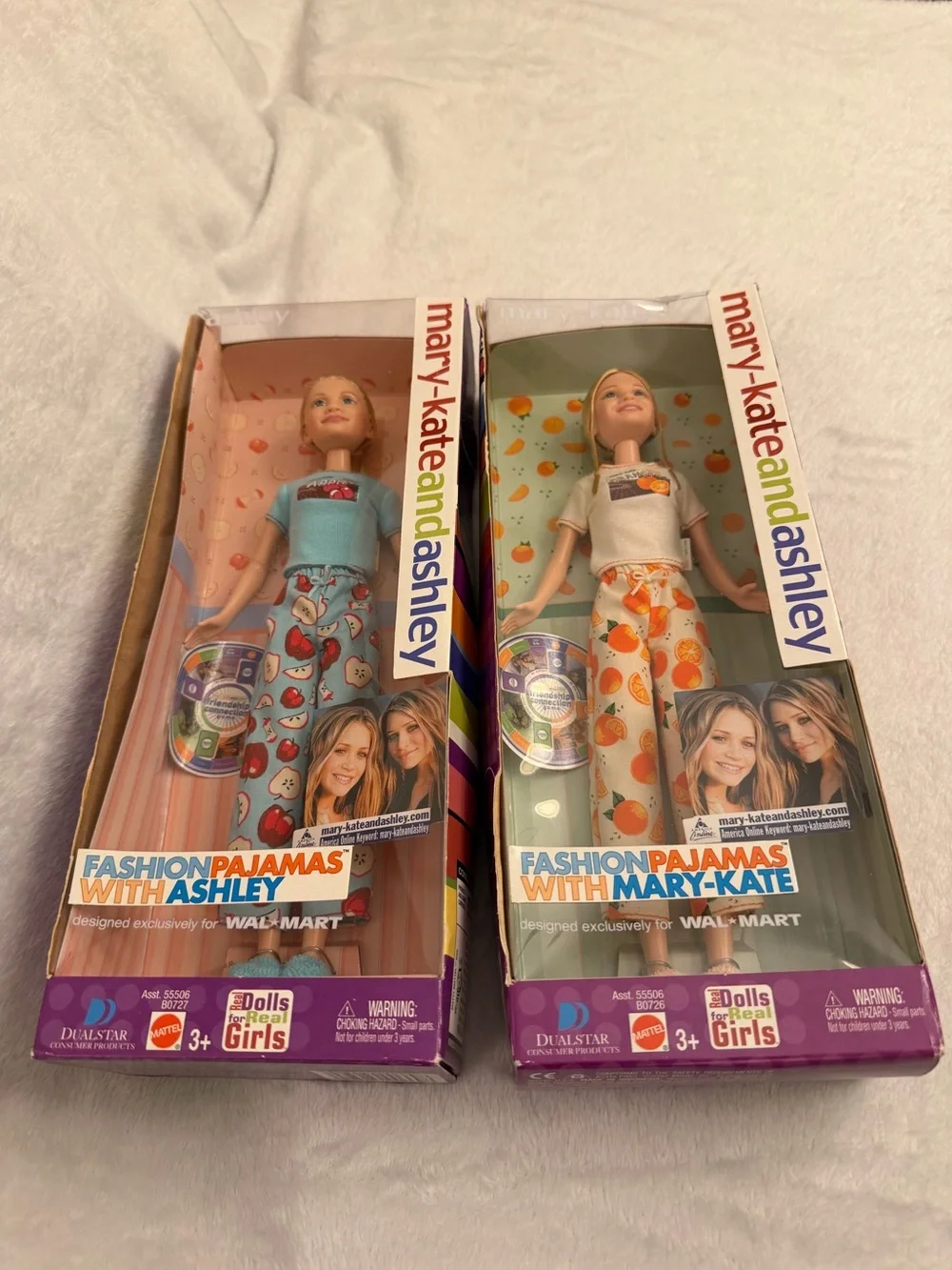 NIB Vintage 2002 Mary-Kate & Ashley Fashion Pajamas Dolls Mattel Walmart Excl